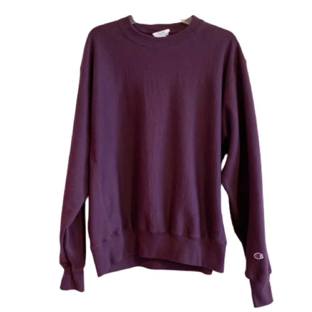 Champion Reverse Weave Sweatshirt Long Sleeve Pullover Fleece Sweater Purple